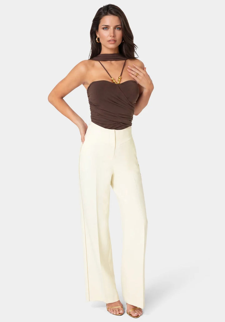 Tailored Straight Wide Leg Pant
