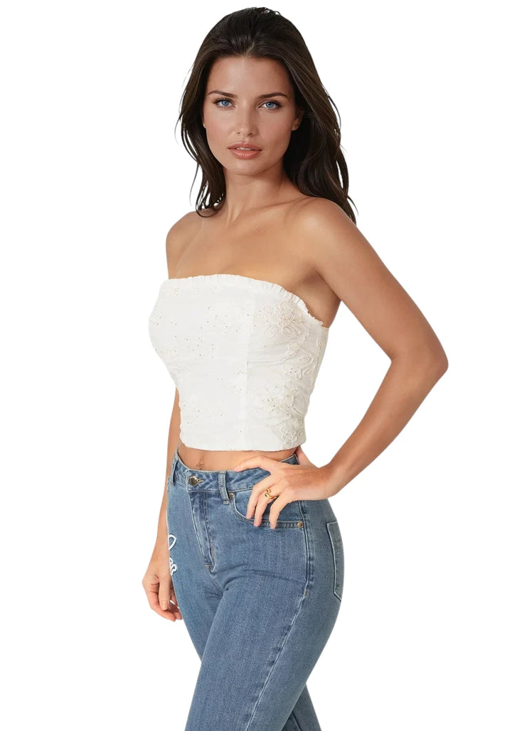 Strapless Embroidery Corset Top
