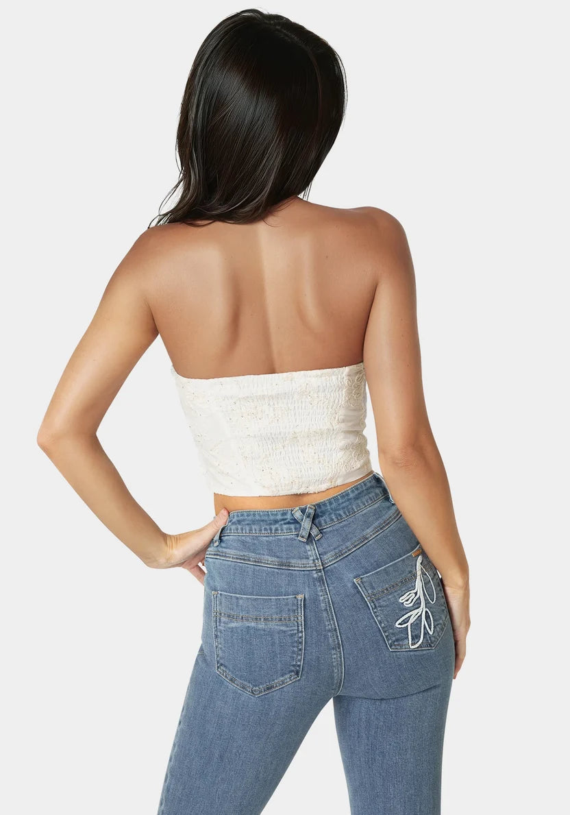 Strapless Embroidery Corset Top