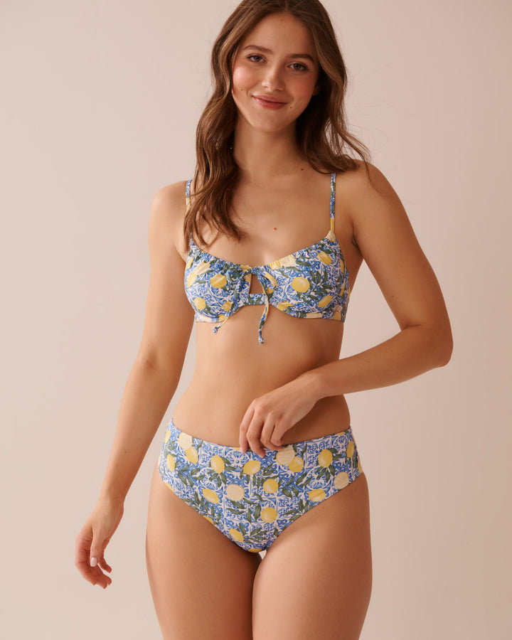 LEMON TILE Plunge Bikini Top - Positano