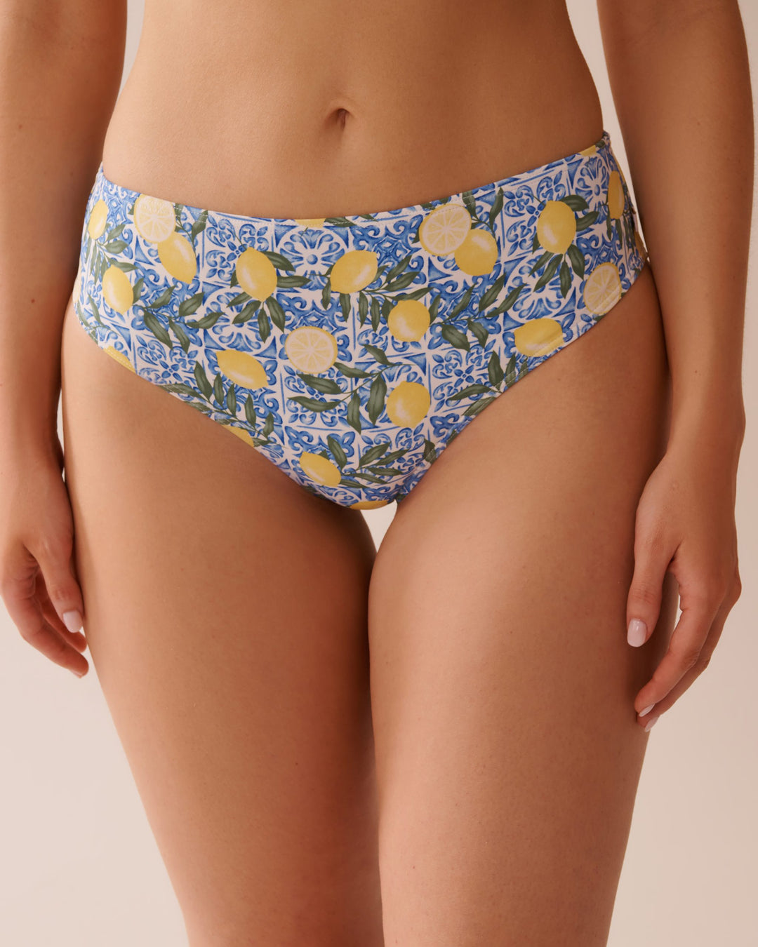 LEMON TILE Mid Waist Cheeky Bikini Bottom - Positano