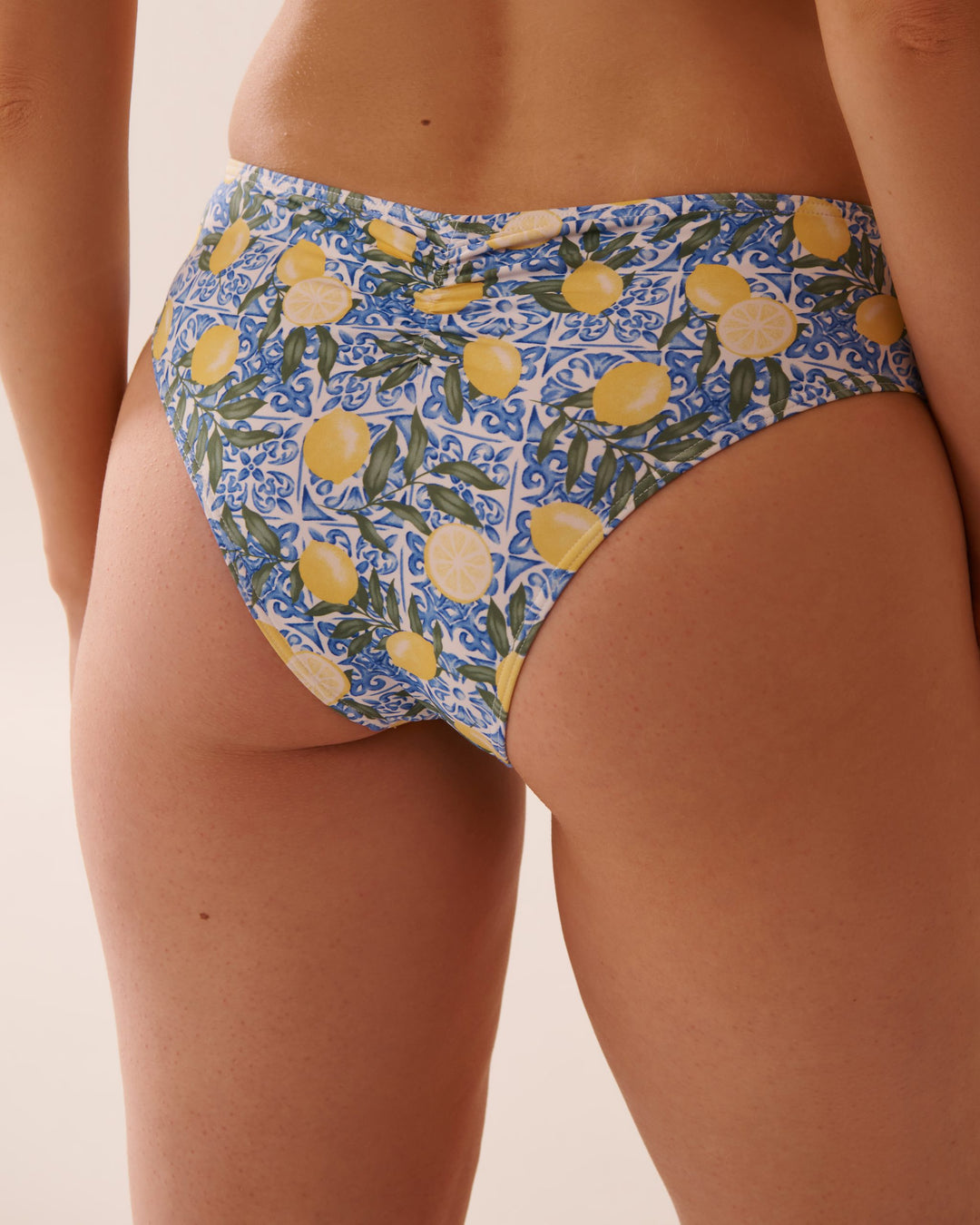 LEMON TILE Mid Waist Cheeky Bikini Bottom - Positano