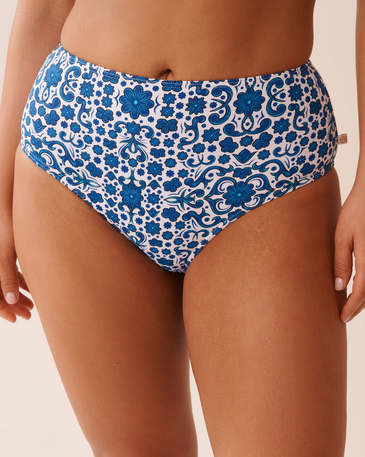 MEDITERRANEAN TILE High Waist Bikini Bottom - Milos