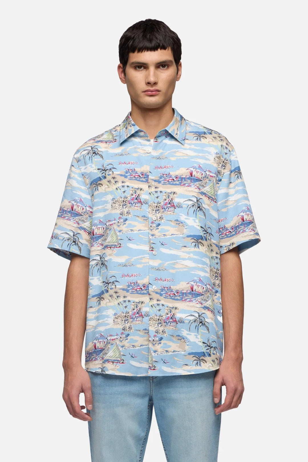Short Sleeve Button Up Shirt in Fluid