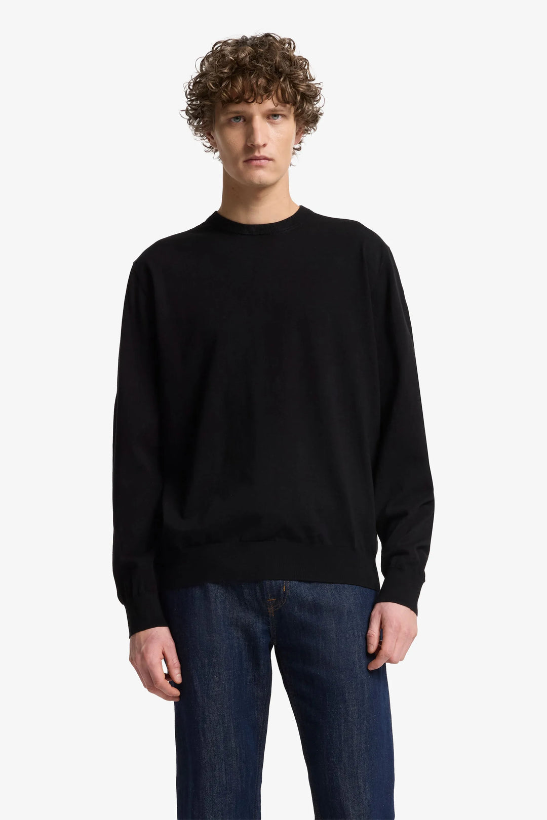 Round Neck Sweater Cotton Black