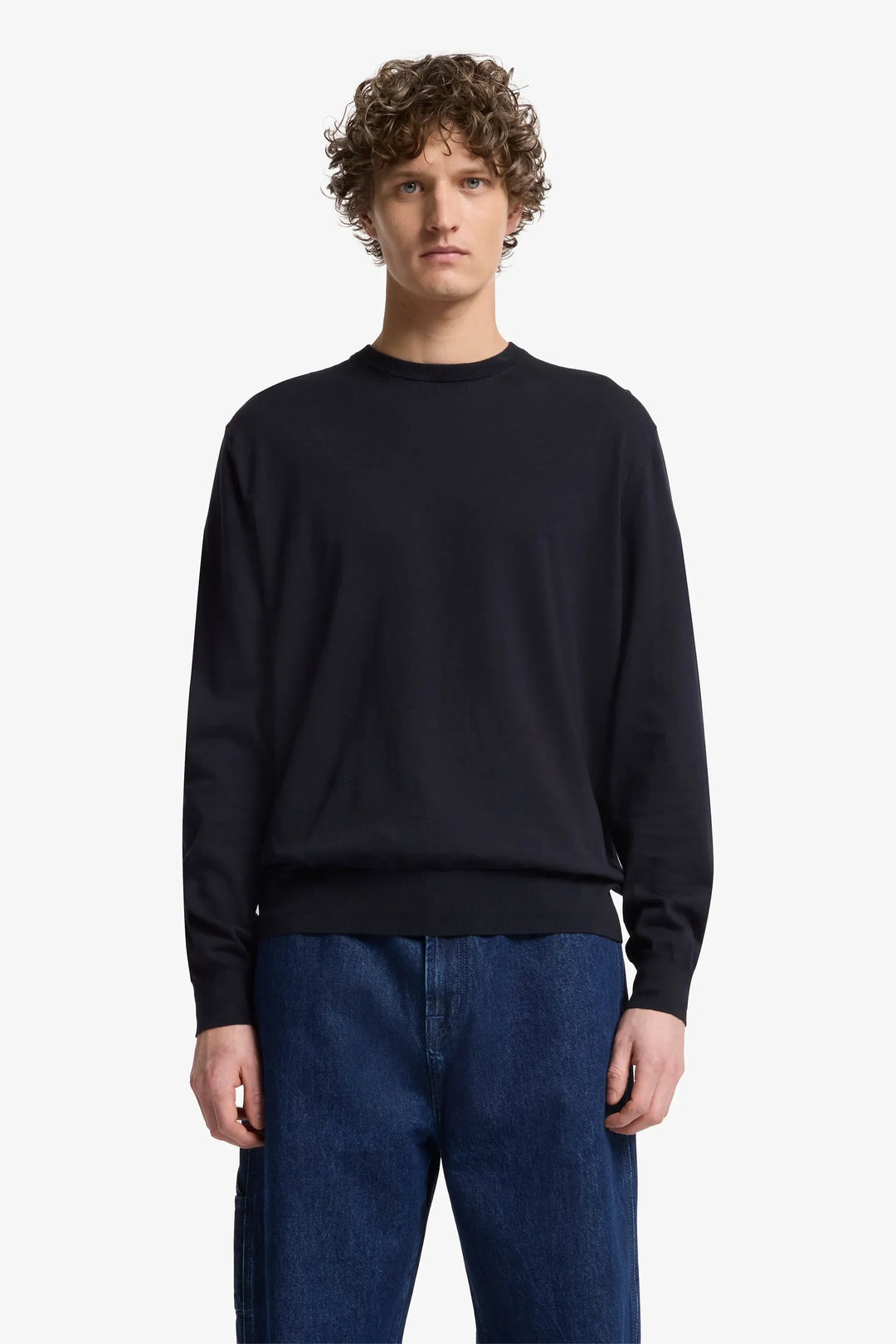 Round Neck Sweater Cotton Navy
