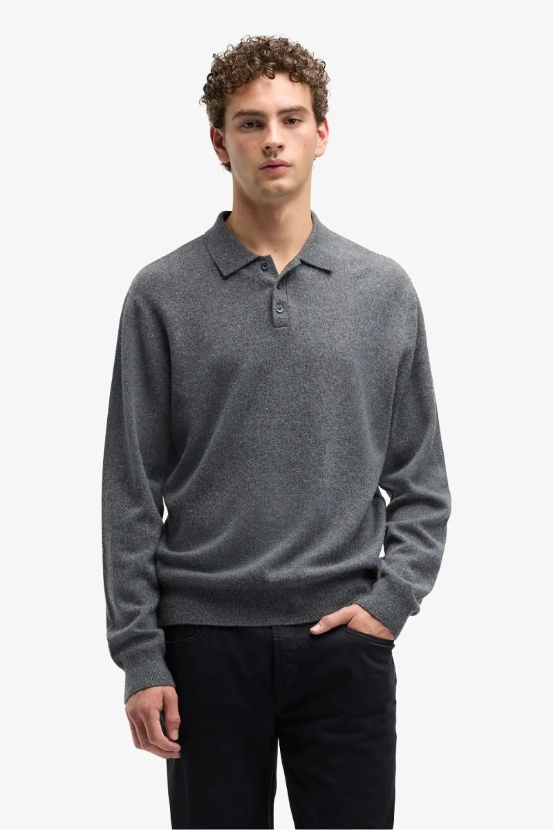 Long Sleeve Polo Sweater in Cashmere