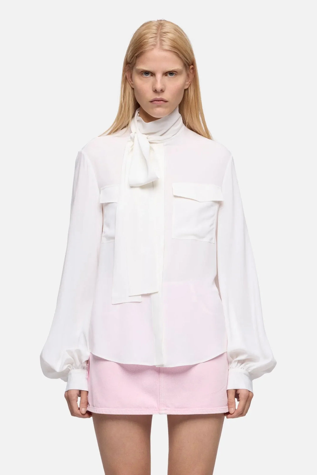 Balloon Sleeve Blouse in Silk