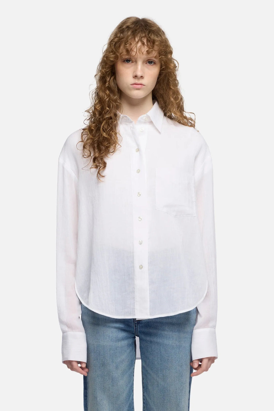 Oversize Button Down Shirt in Cotton Voile