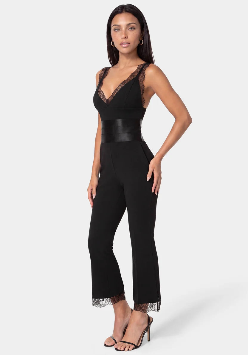 Romantic Lace Jumpsuit - Black