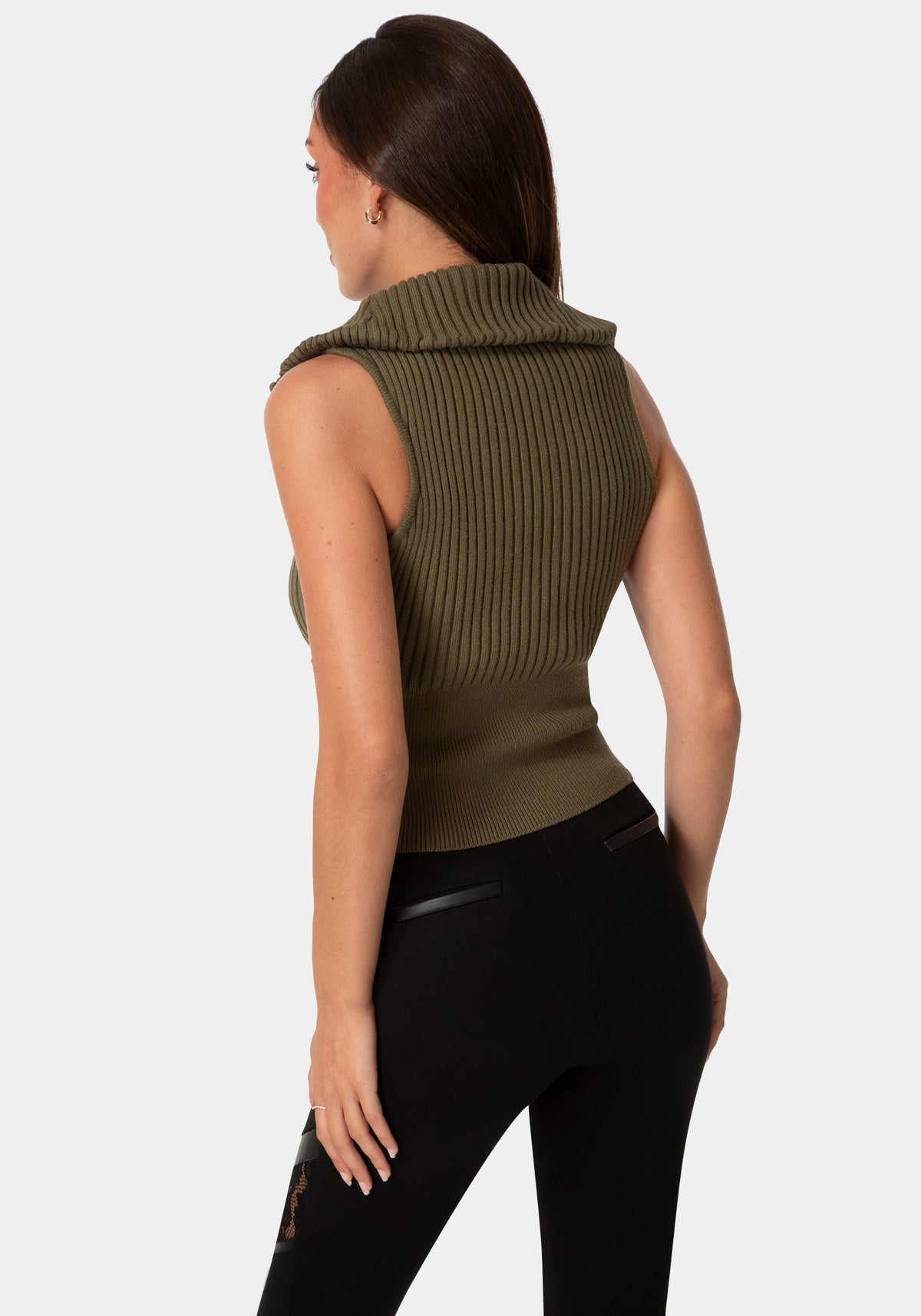 Sleeveless Zip Up Sweater - Velvet Green