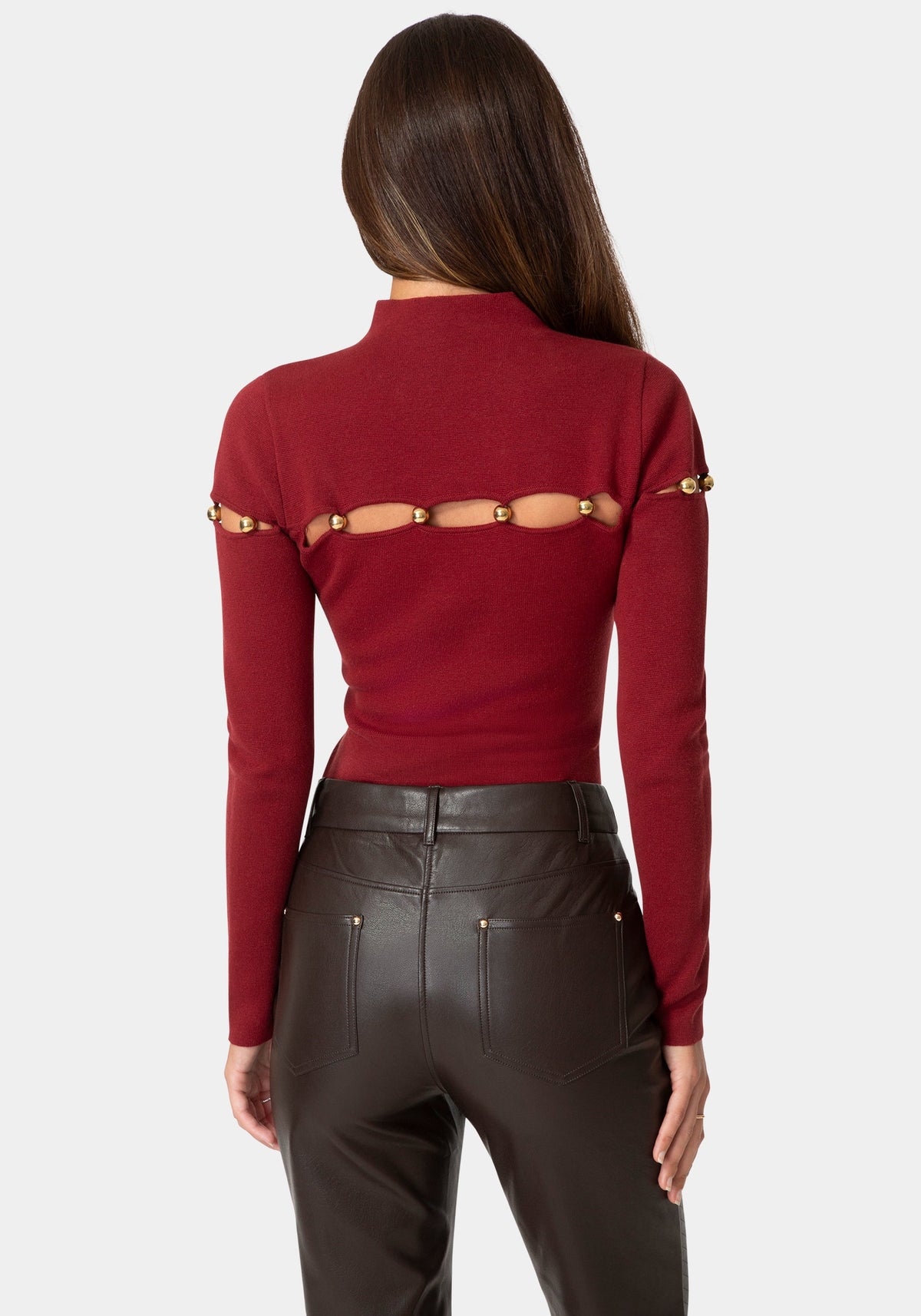 Gold Beaded Sweater - Berry Blush
