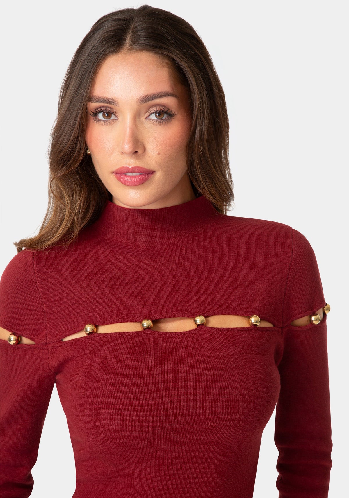 Gold Beaded Sweater - Berry Blush