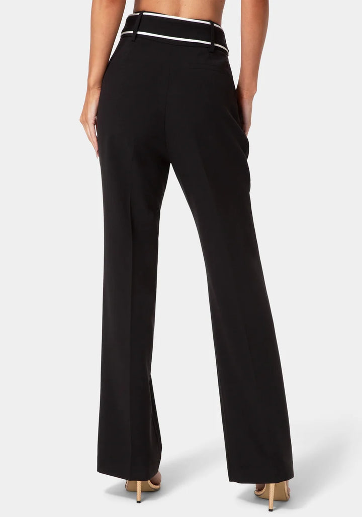Tailored High Waist Straight Leg Pants - Black