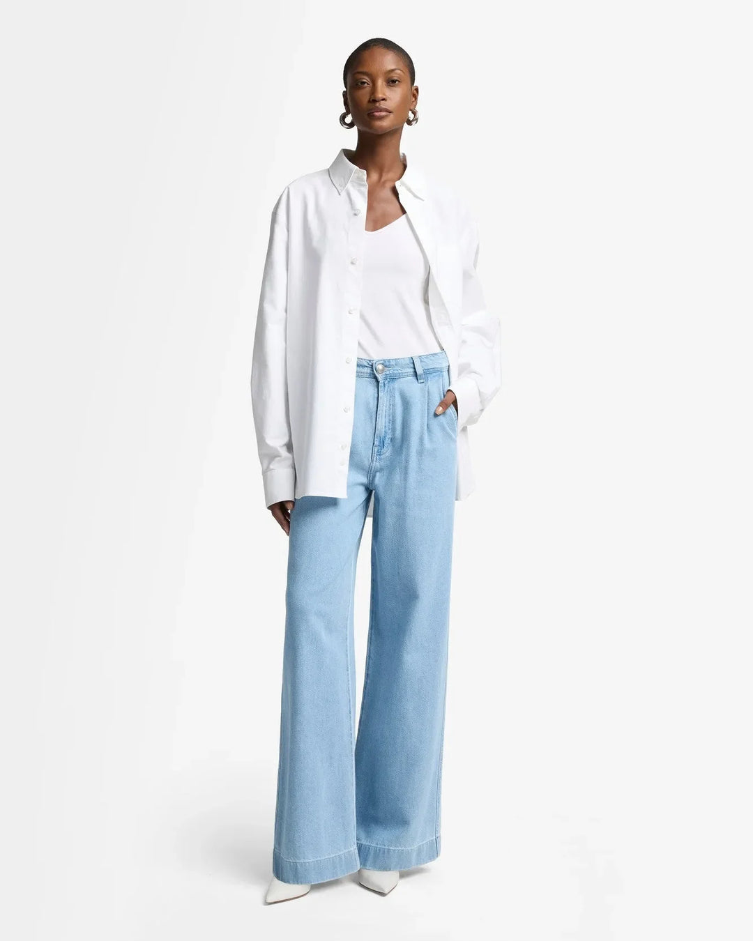 Weightless Denim Pleated Trouser