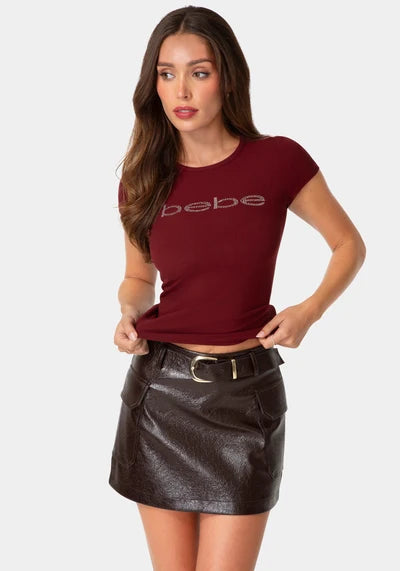 Short Sleeve Baby Bebe Logo Tee - Cabernet