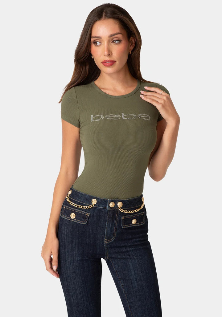 Short Sleeve Baby Bebe Logo Tee - Velvet Green