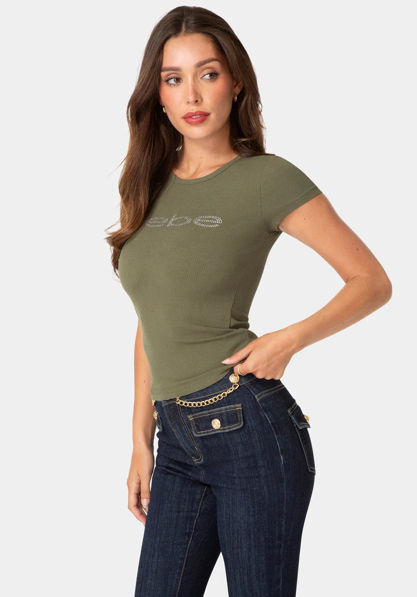 Short Sleeve Baby Bebe Logo Tee - Velvet Green