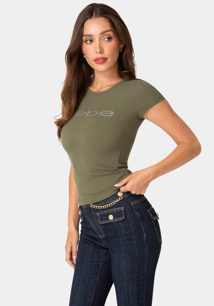 Short Sleeve Baby Bebe Logo Tee - Velvet Green