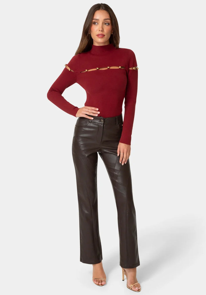 Natural Waist6 Moto Biker Pants - Chocolate Martini