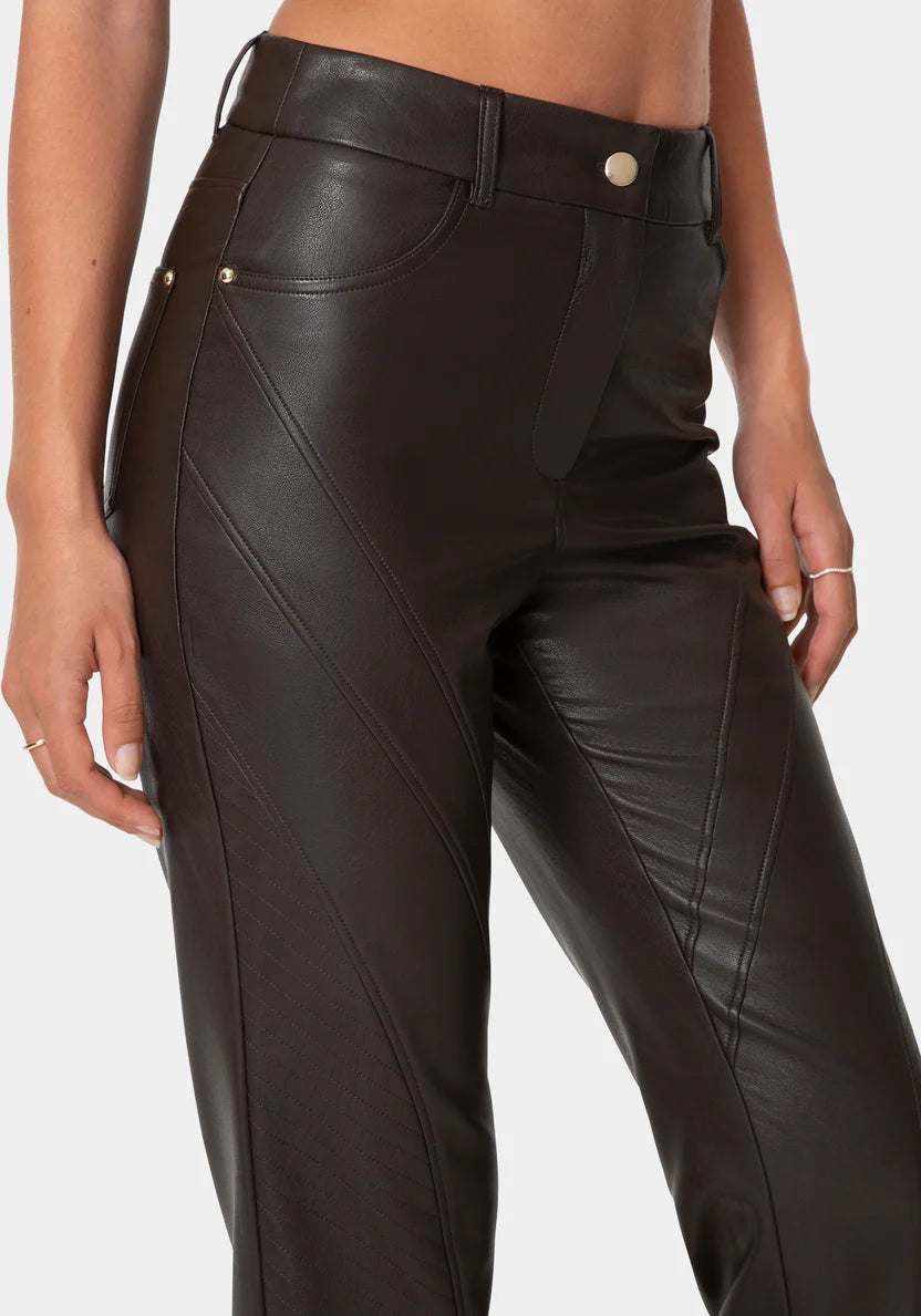 Natural Waist6 Moto Biker Pants - Chocolate Martini