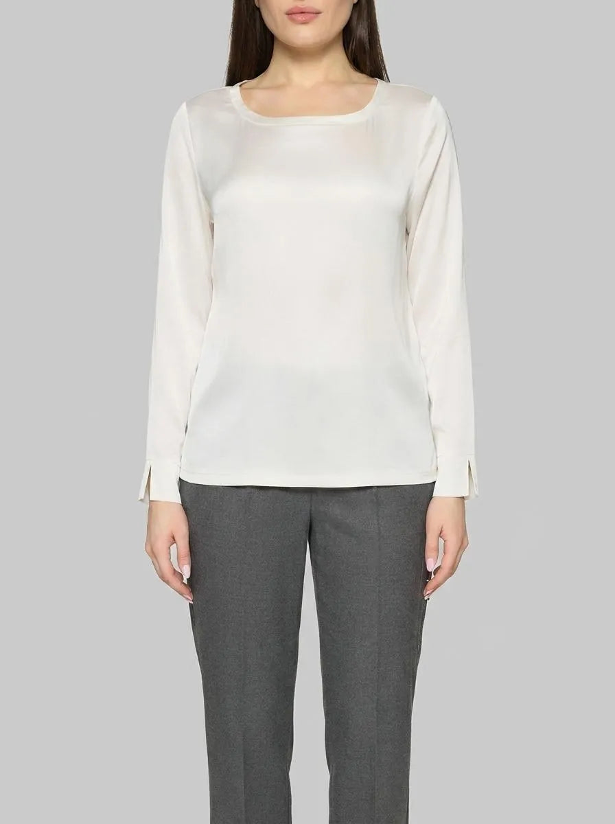 Slip-On Blouse with Boat Neckline