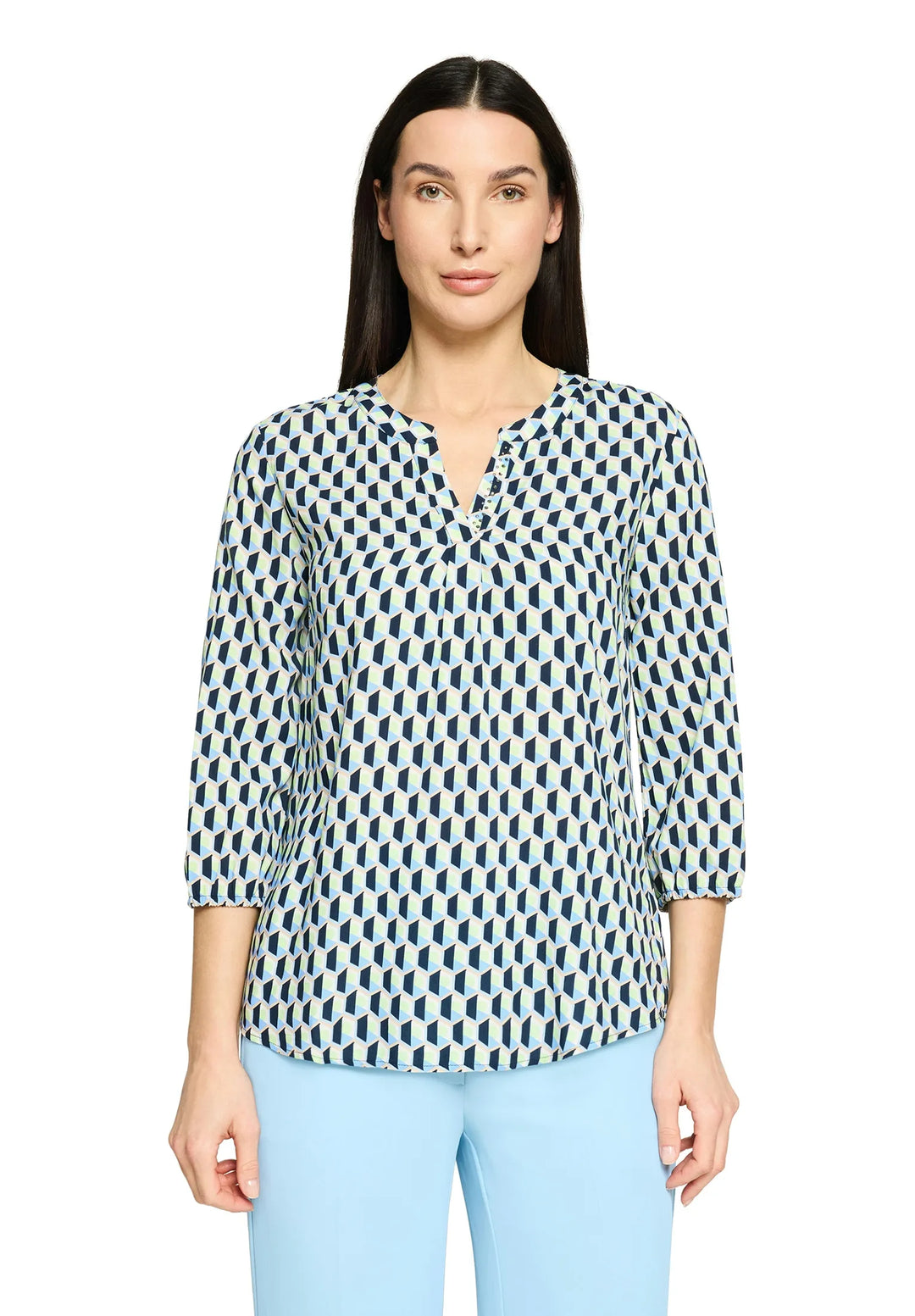 Slip-On Blouse with 3/4 Sleeves