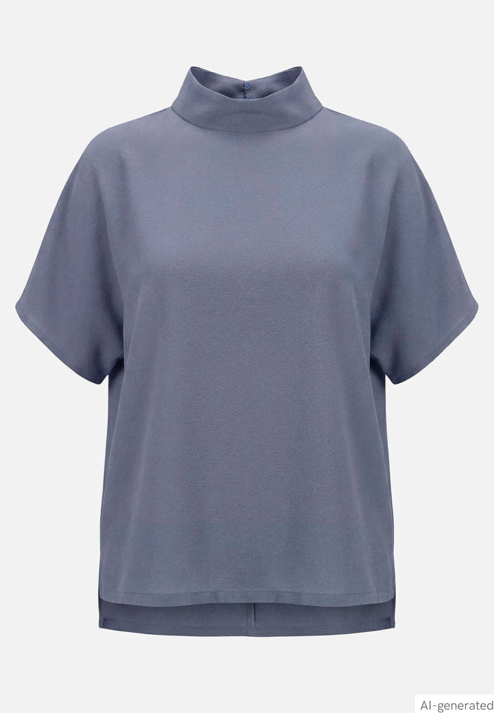 Solid Color Slip-On Blouse