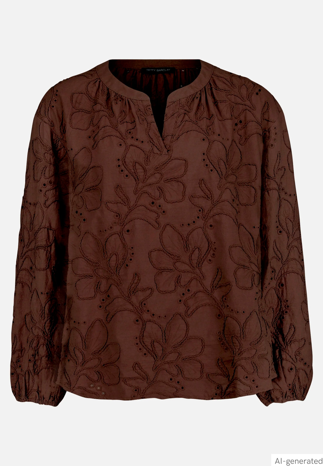 Long-Sleeved Slip-On Blouse with Embroidery