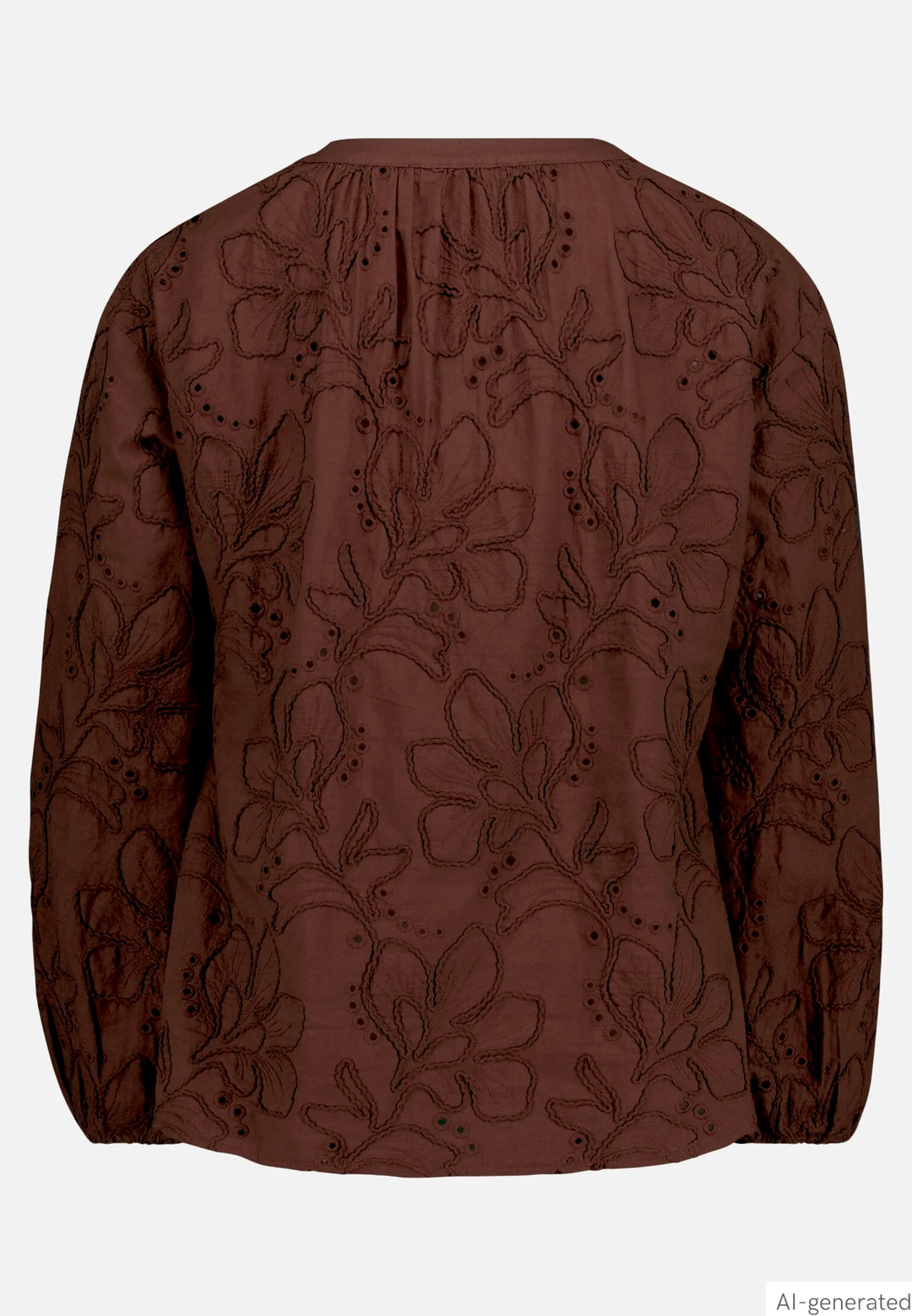 Long-Sleeved Slip-On Blouse with Embroidery