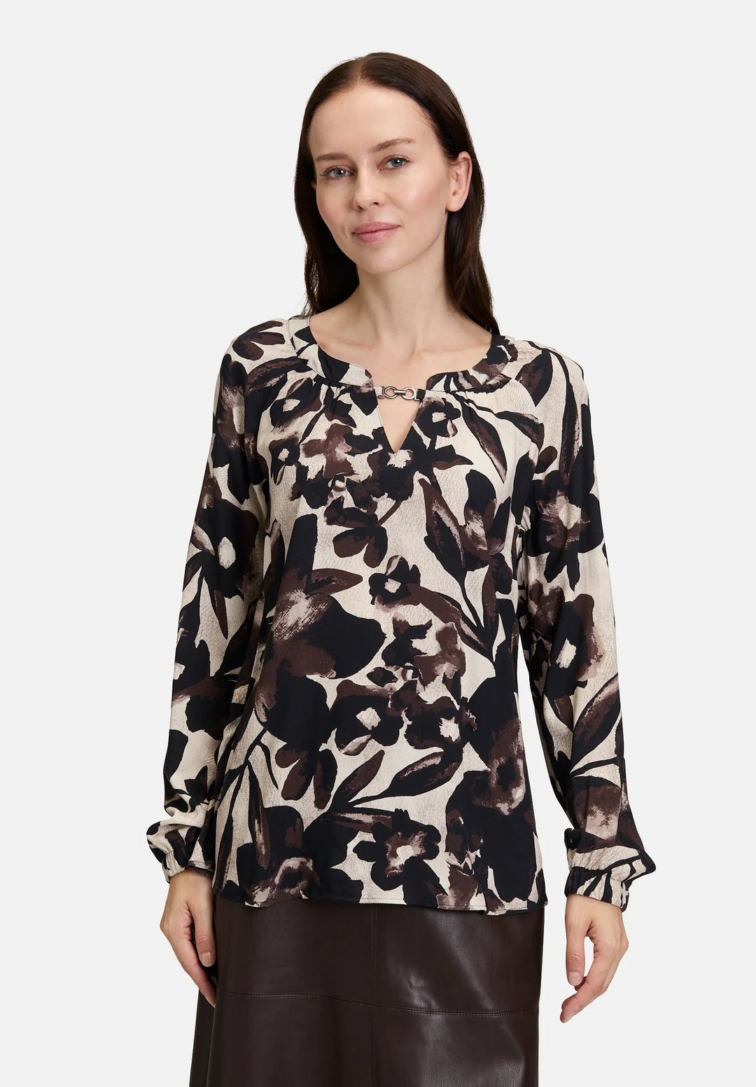 Long-Sleeved Slip Blouse