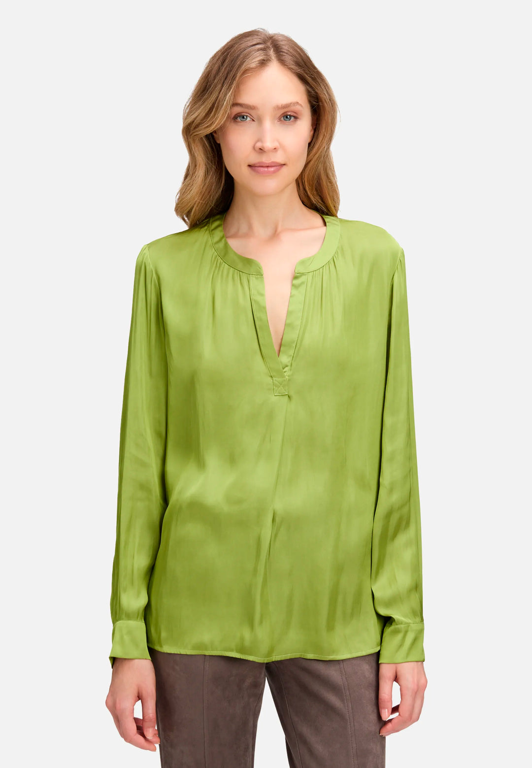 Long-Sleeved Satin Blouse