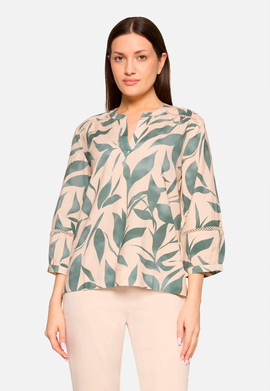 Slip-On Blouse with 3/4 Sleeves