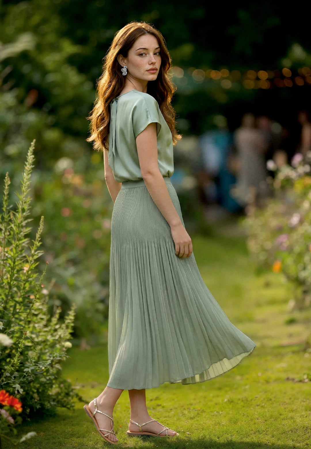 Pleated Midi Skirt