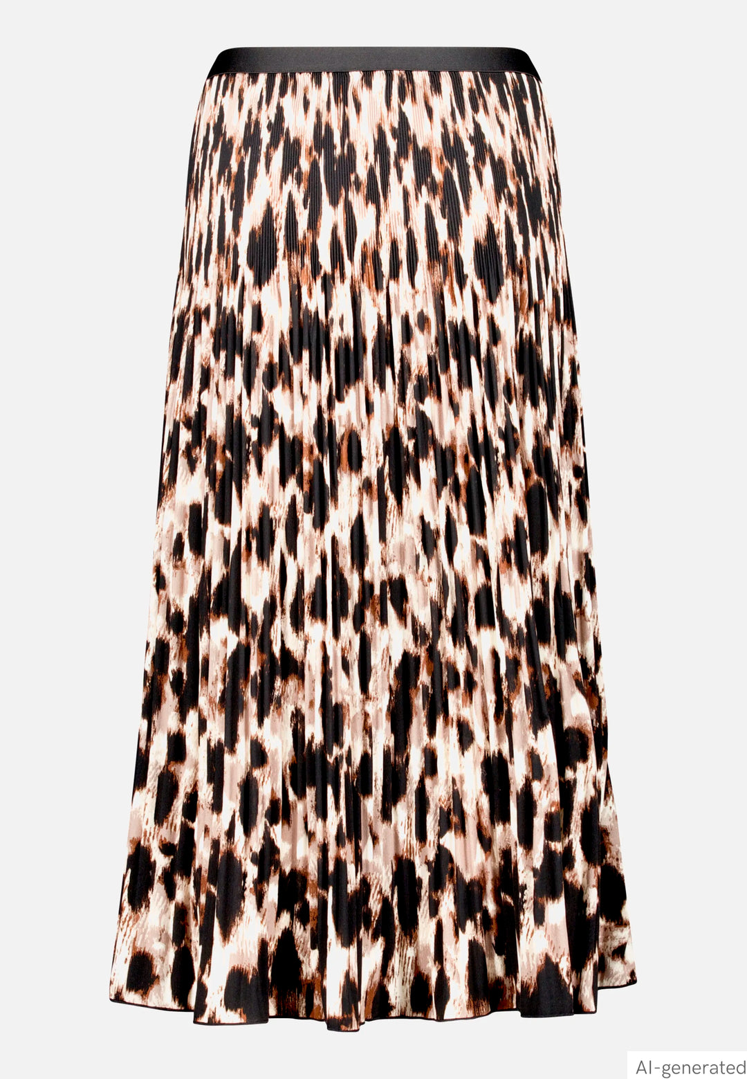 Pleated Midi Skirt with Leopard Print