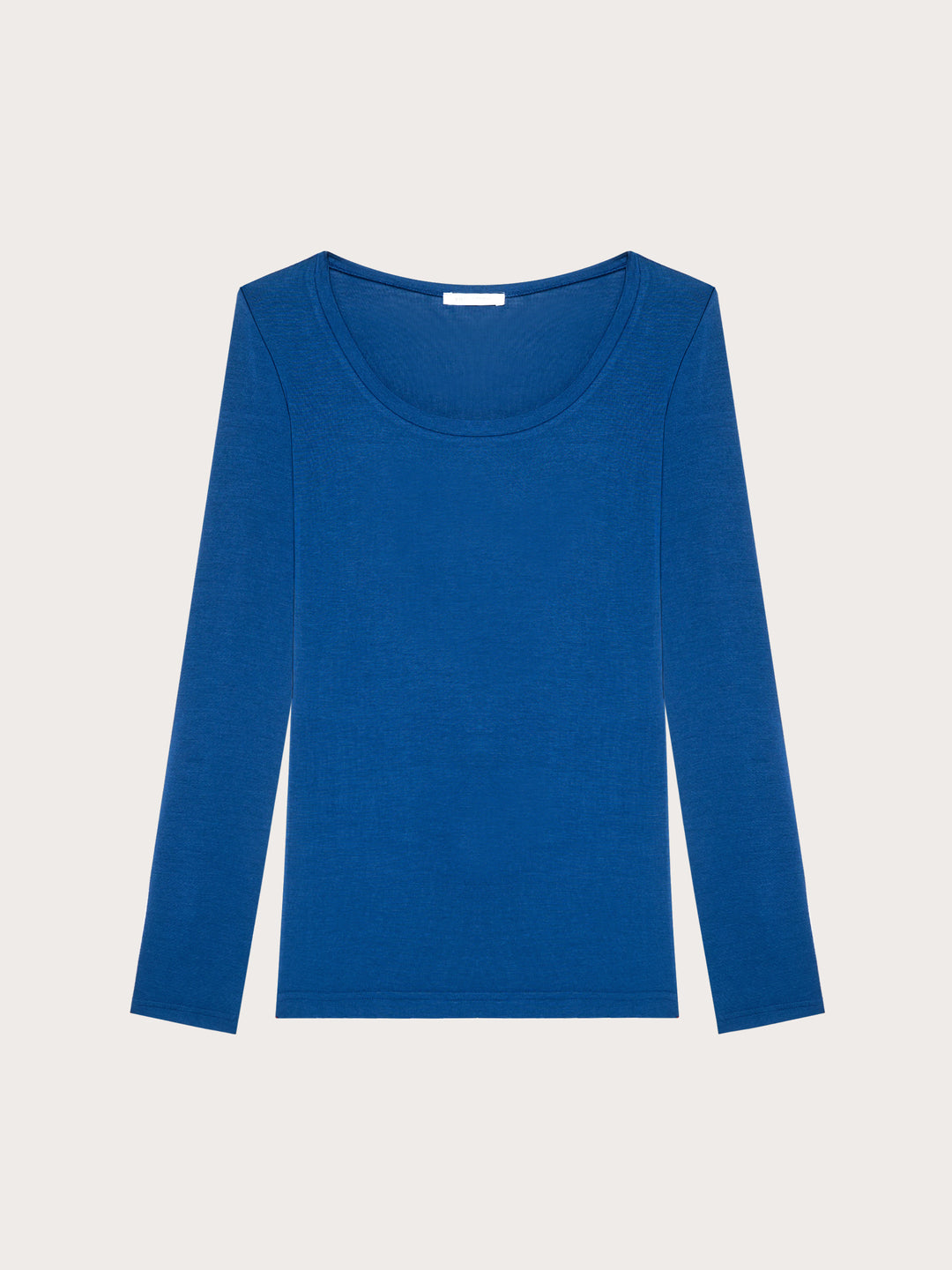Long-Sleeve Decolte Neck T-Shirt - Dark Blue