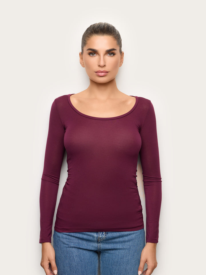 Long-Sleeve Decolte Neck T-Shirt - Must