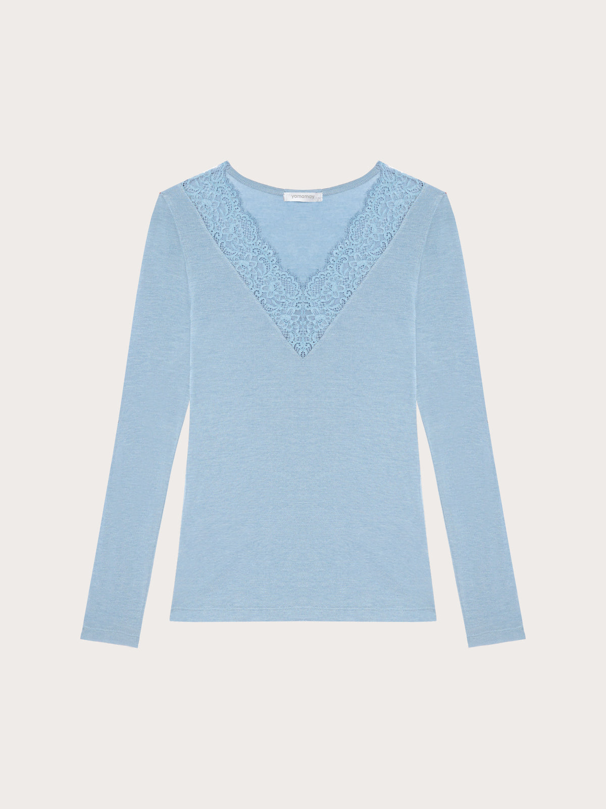 Long-Sleeve V Neck T-Shirt - Powder Blue