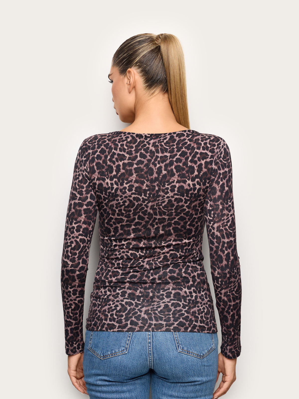 Long-Sleeve Boat Neck T-Shirt - Animalier