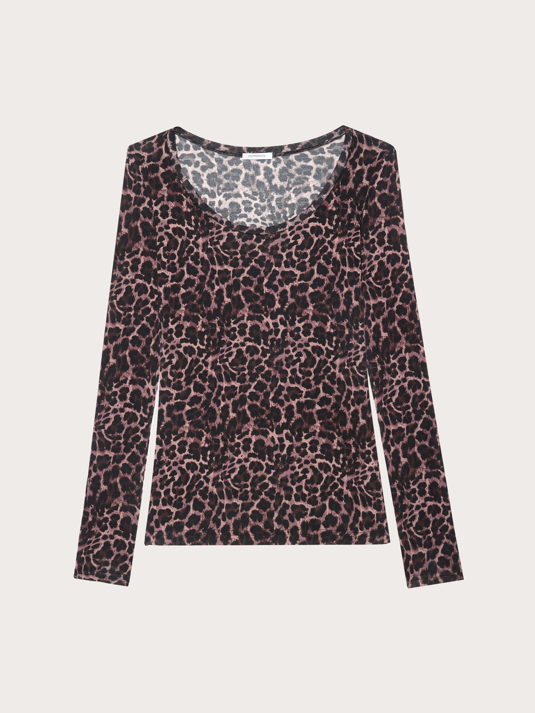 Long-Sleeve Decolte Neck T-Shirt - Animalier