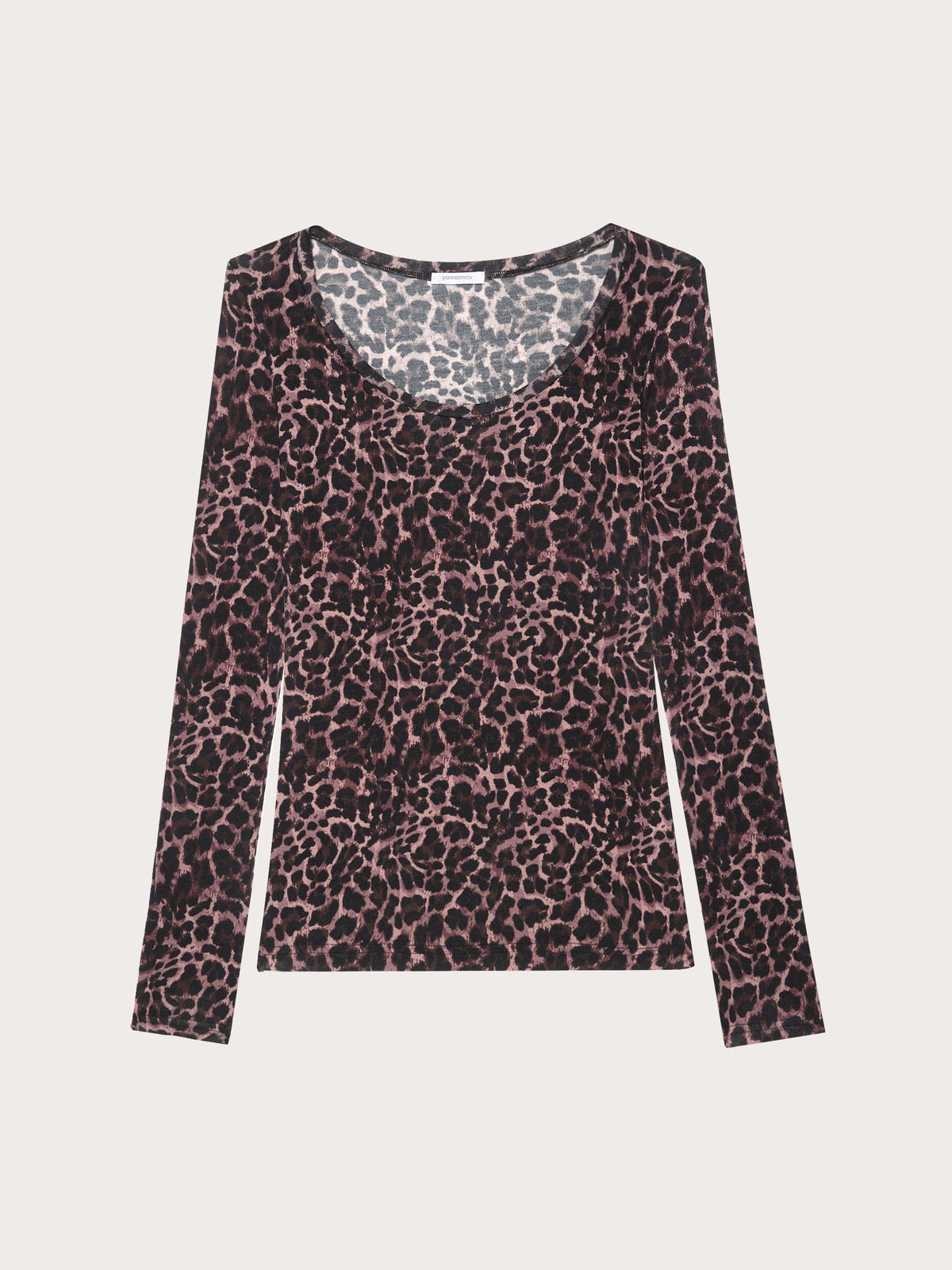 Long-Sleeve Decolte Neck T-Shirt - Animalier