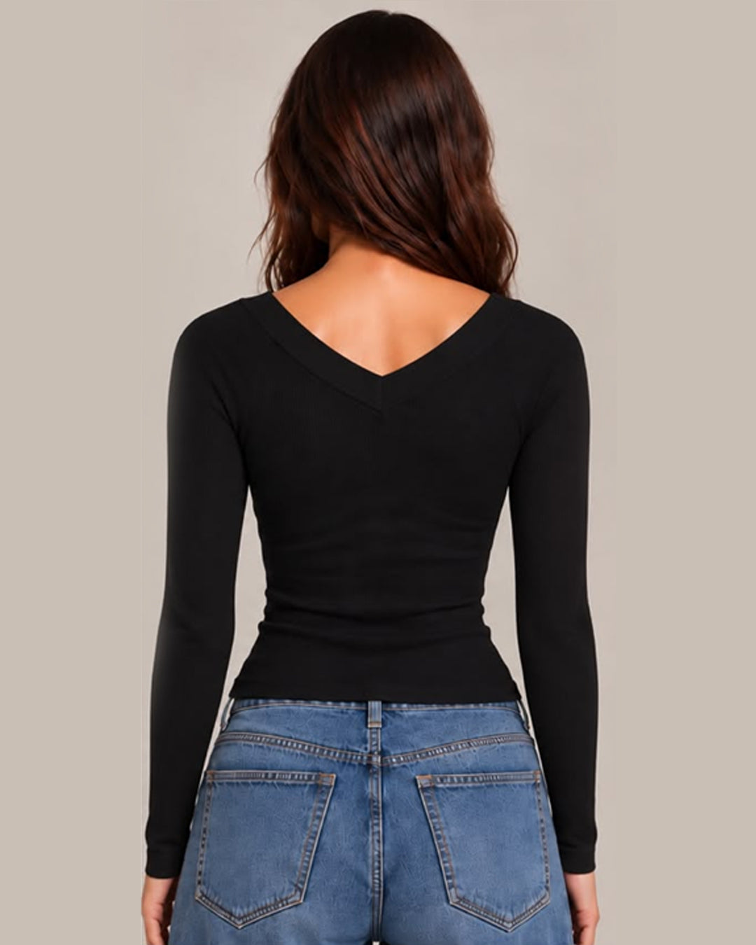 Long Sleeve Bebe Logo Tee - Black