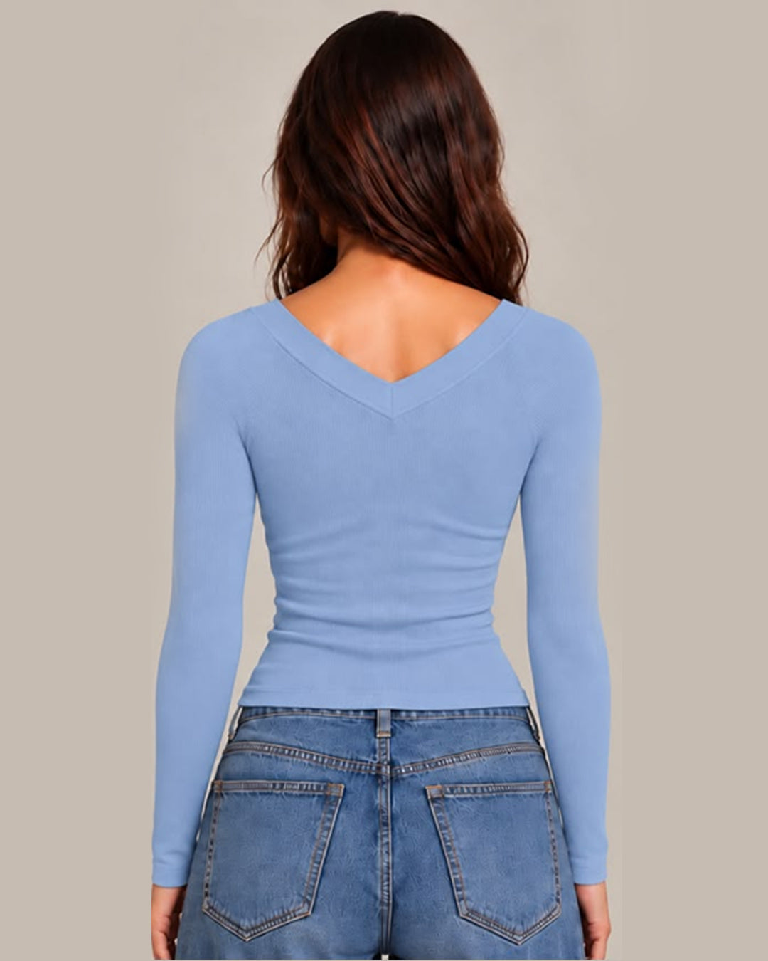 Long Sleeve Bebe Logo Tee - Blue