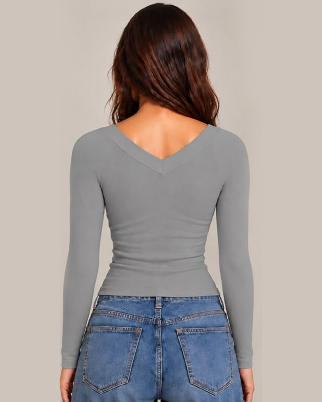 Long Sleeve Bebe Logo Tee - Grey