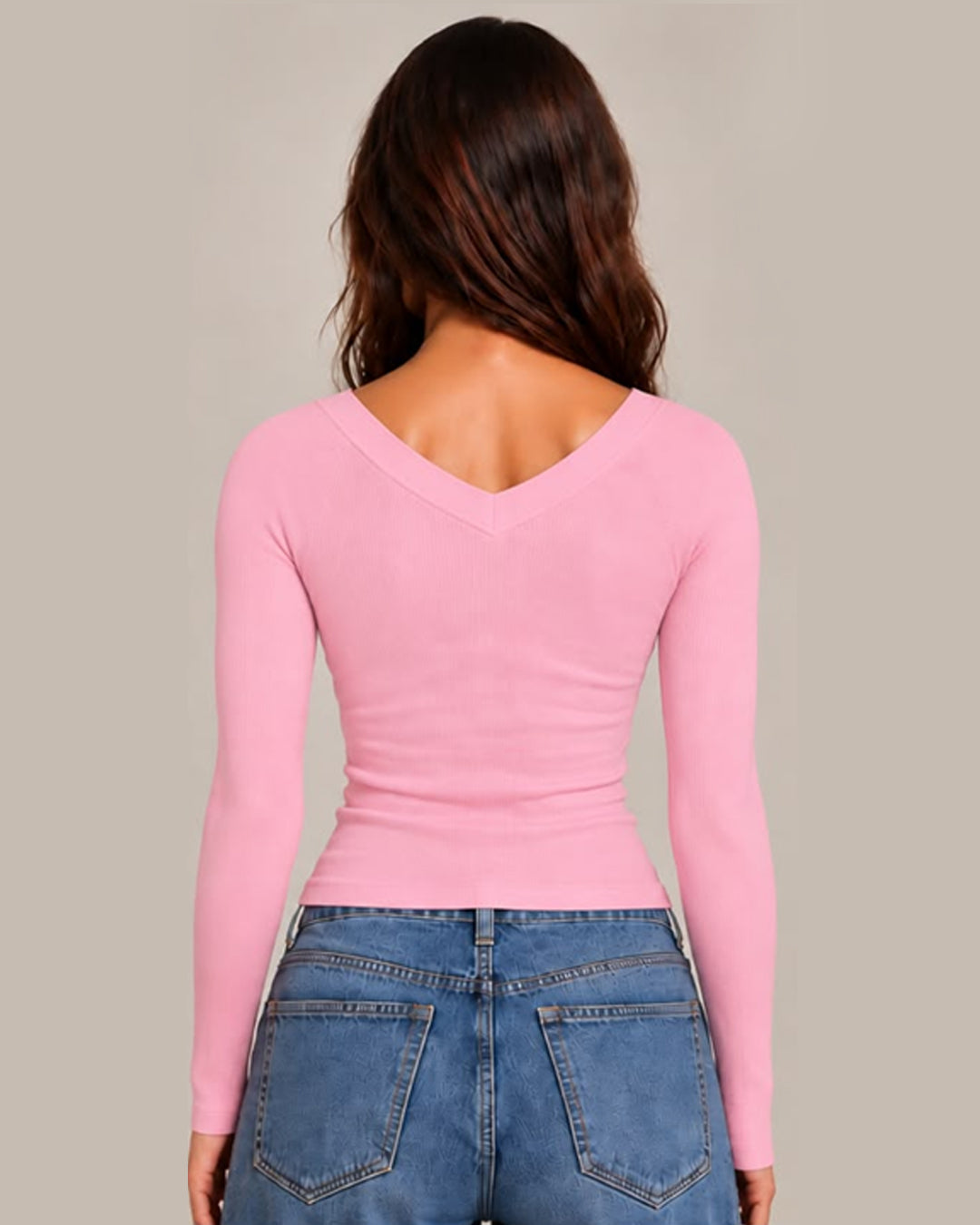 Long Sleeve Bebe Logo Tee - Pink
