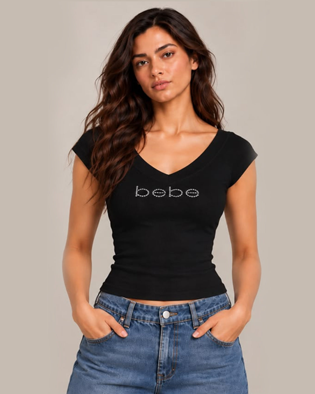 Short Sleeve Bebe Logo Tee - Black