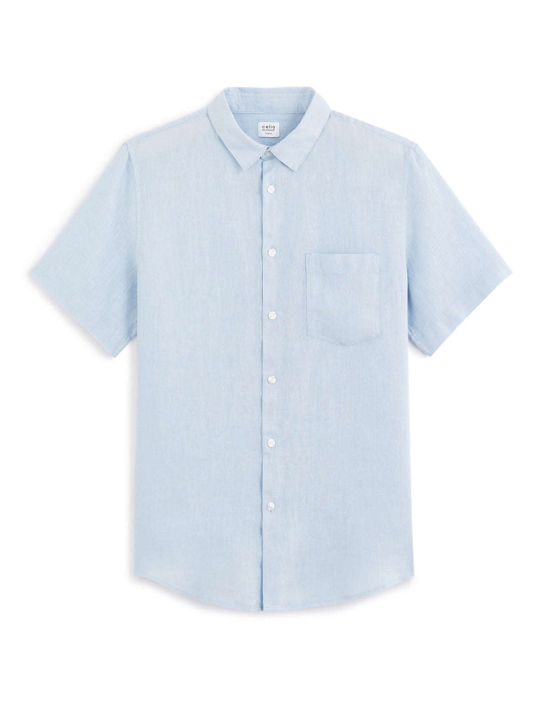 Short Sleeves Shirts Linen - Light Blue