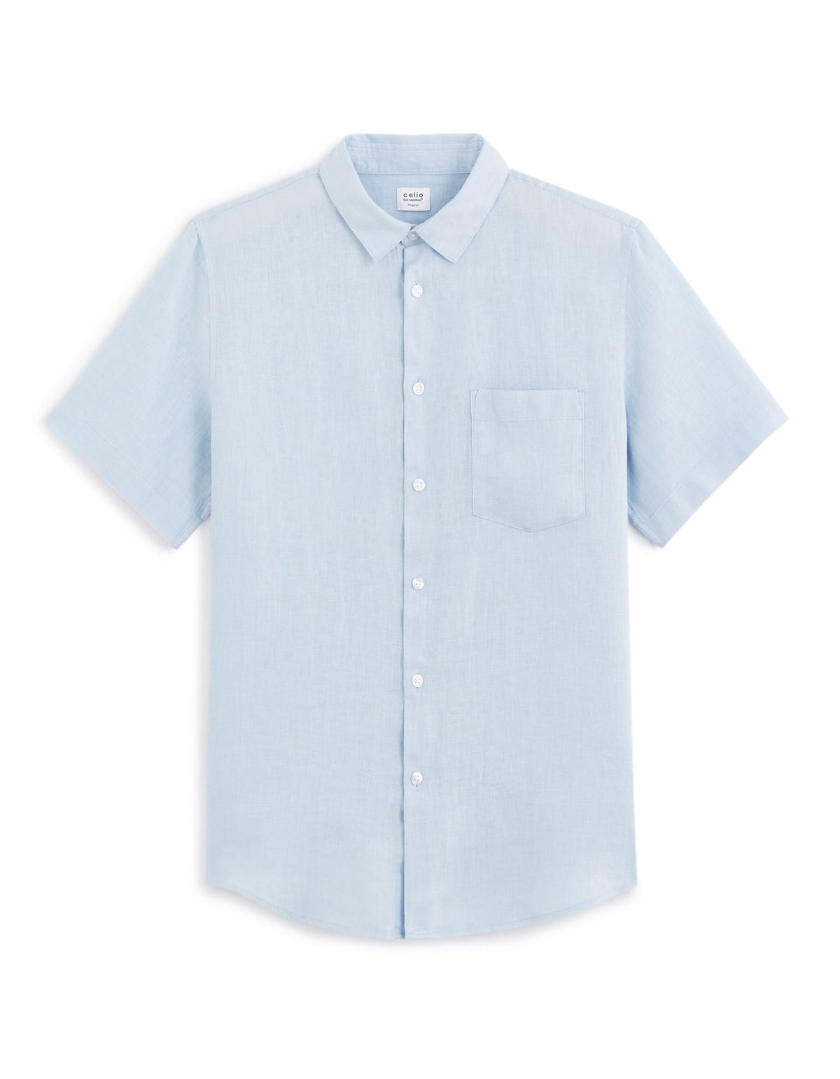 Short Sleeves Shirts Linen - Light Blue