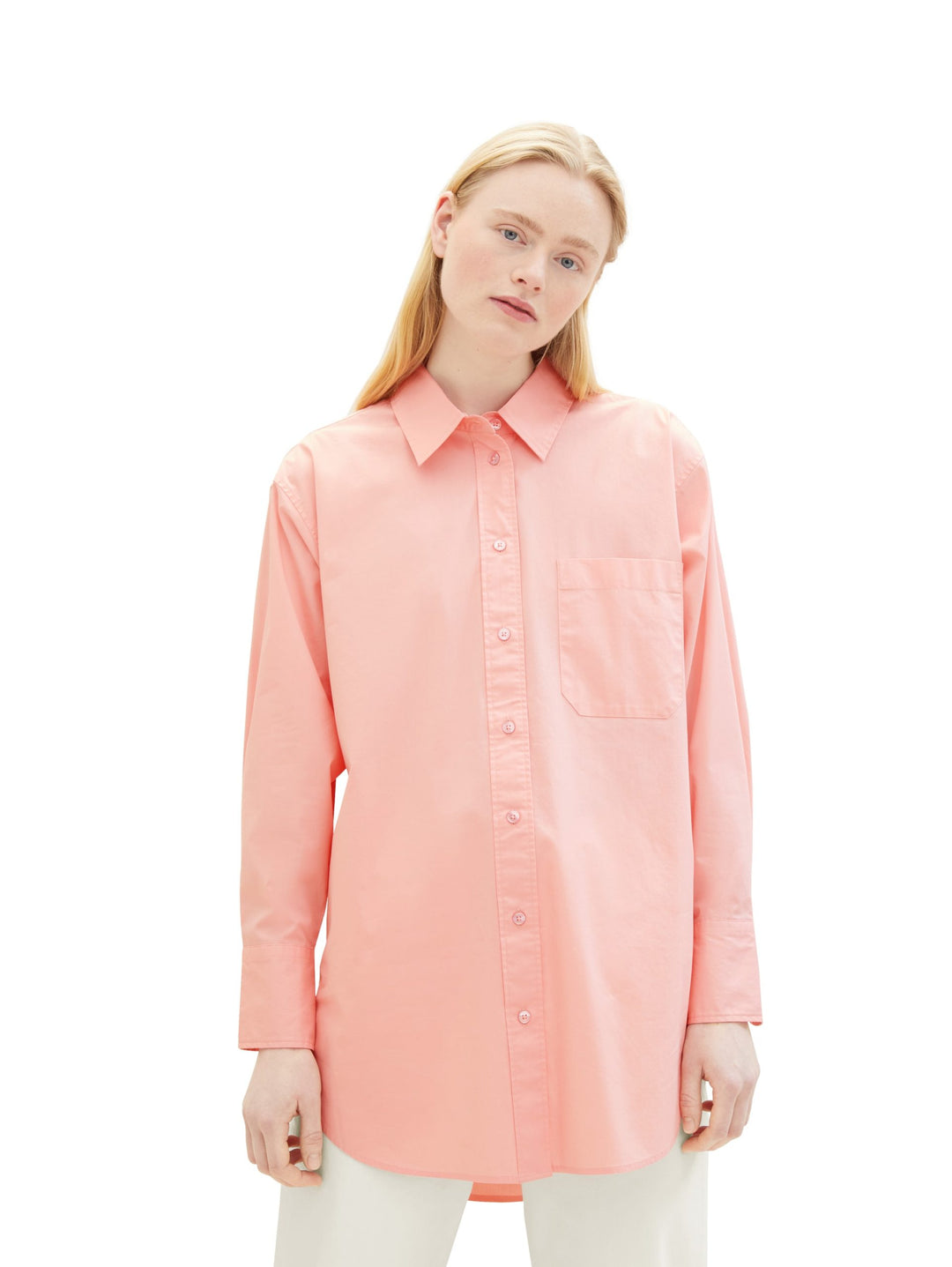 long shirt with chest pocket - Pink