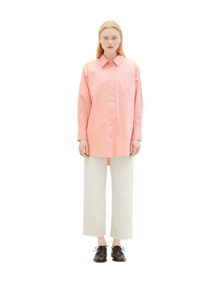 long shirt with chest pocket - Pink